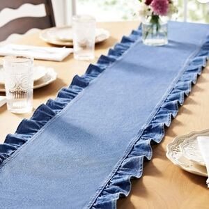 The Pioneer Woman Denim Ruffle Table Runner in Blue